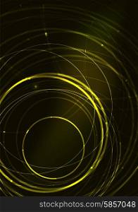 Abstract color glowing lines in dark space with stars and light effects - futuristic circle. Abstract color glowing lines in dark space with stars and light effects. Futuristic circle background with copyspace for your message