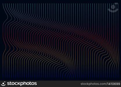 Abstract color line of future science tech wavy on black background. Use for ad, poster, artwork, template design, print. illustration vector eps10