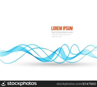 Abstract color wave design element. Abstract blue color wave design element. Blue wave