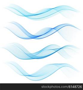 Abstract color wave design element. Abstract blue color wave design element. Set Blue wave