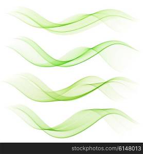Abstract color wave design element. Abstract green color wave design element. Set Green wave