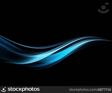 Abstract color wave design element. Vector Abstract shiny color blue wave design element on dark background. Science or technology design