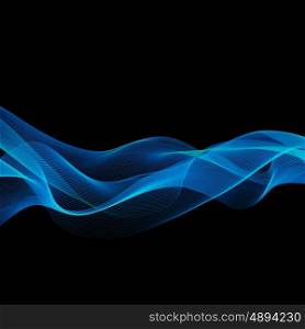 Abstract color wave design element. Vector Abstract shiny color blue wave design element on dark background. For Science or technology design