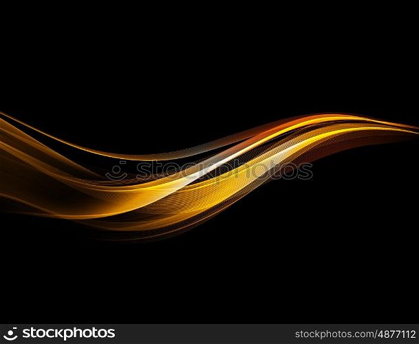 Abstract color wave design element. Vector Abstract shiny color gold wave design element on dark background. Science or technology design