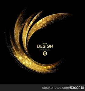 Abstract color wave design element. Vector Abstract shiny color gold wave design element with glitter effect on dark background.