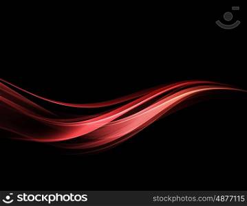 Abstract color wave design element. Vector Abstract shiny color red wave design element on dark background. Science or technology design