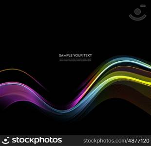 Abstract color wave design element. Vector Abstract shiny color spectrum wave design element on dark background. Science or technology design