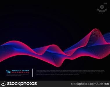 Abstract color wavy line on dark blue background. You can use for techno design background, ad, headline, poster, ad. illustration vector eps10