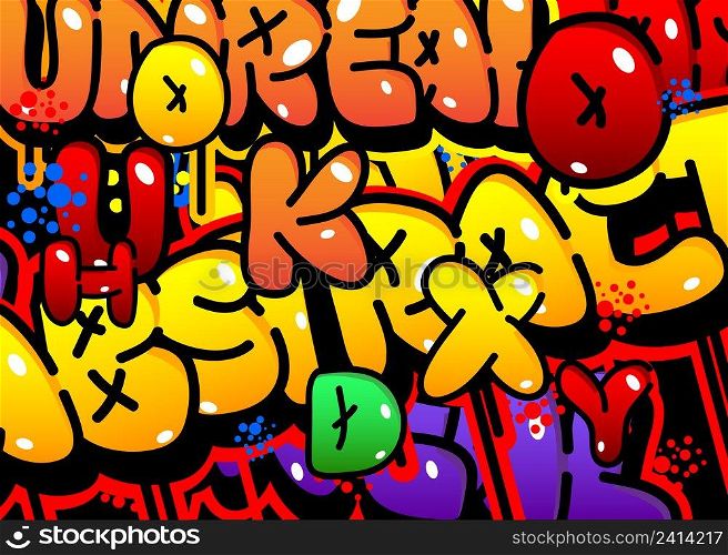 Abstract colored Graffiti tag background. Abstract modern street art decoration performed in urban painting style.