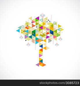 Abstract colorful and creative geometric pattern with tree shape, vector illustration