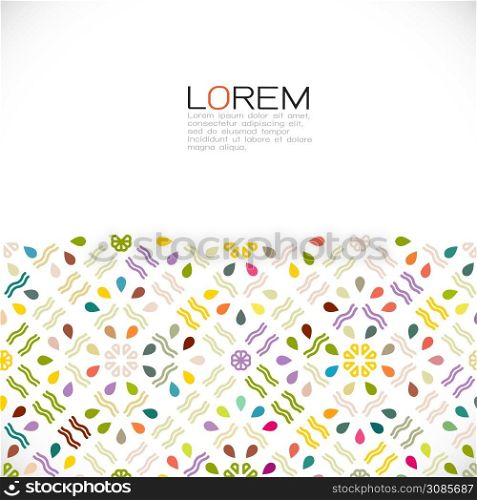 Abstract colorful and creative geometric with a variety pattern on below position for leaflet business cover page, brochure, flyer, poster layout. vector illustration