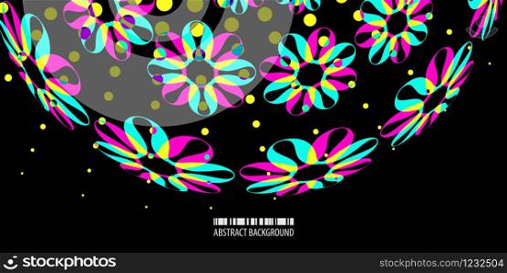 Abstract colorful background graphics template with blended multiple abstract flowers. Geometric colorful abstract background