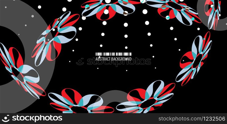 Abstract colorful background graphics template with blended multiple abstract flowers. Geometric colorful abstract background
