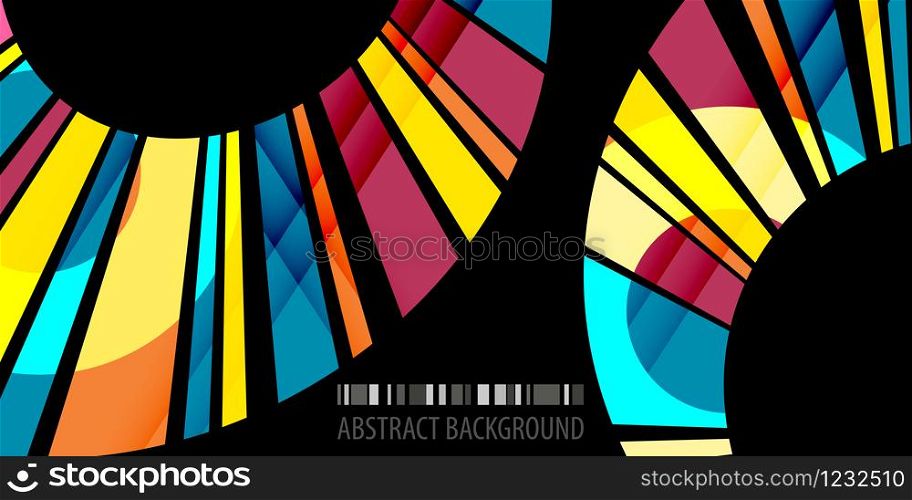 Abstract colorful background graphics template with blended multiple geometric shapes. Geometric colorful abstract background