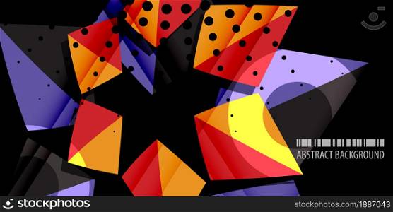 Abstract colorful background graphics template with blended multiple triangles. Geometric colorful abstract background