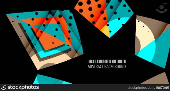 Abstract colorful background graphics template with blended multiple triangles. Geometric colorful abstract background