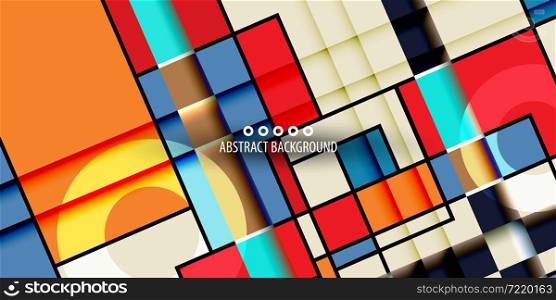 Abstract colorful background template with blended multiple discrete shapes. Geometric colorful abstract background