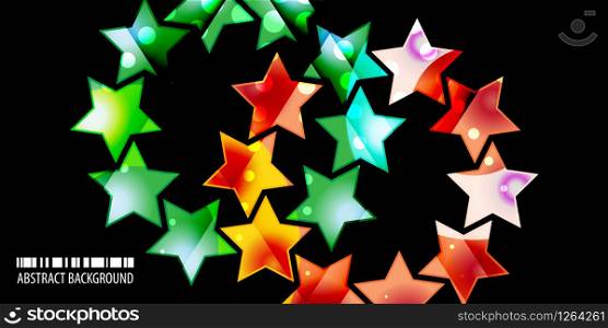 Abstract colorful background template with blended multiple star shapes. Geometric colorful abstract background