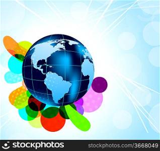 Abstract colorful background with globe