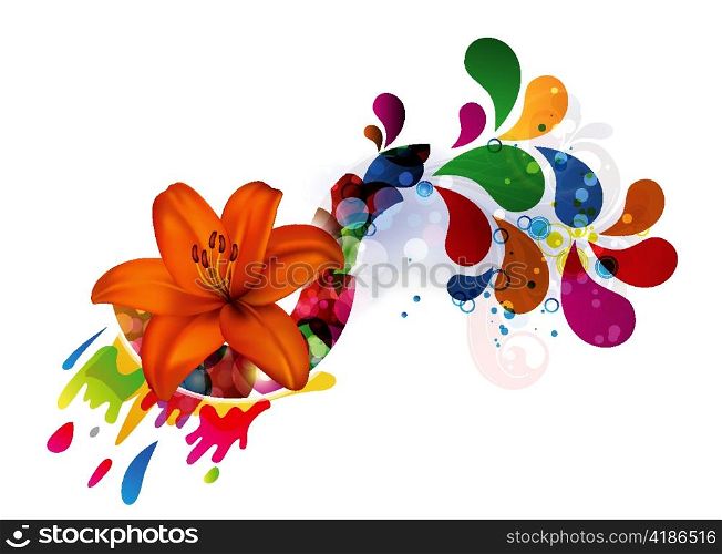 abstract colorful background with hibiscus vector illustration