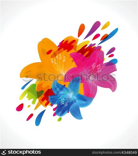 abstract colorful background with hibiscus vector illustration