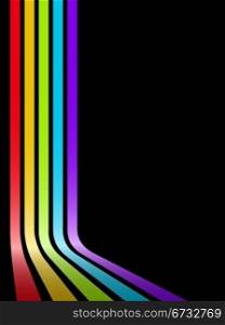 Abstract colorful bent stripes vector background with black copy space.