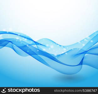 Abstract colorful blue vector background with curved lines. EPS10
