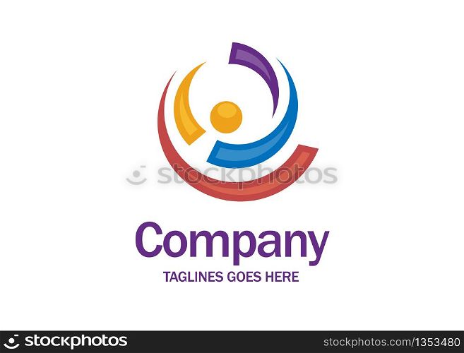 abstract colorful circle human figure active Fitness logo template