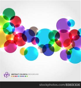 Abstract colorful circles with light glowing on white background. Vector illustration