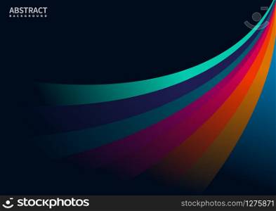 Abstract colorful curves line with on black background space for your text. Vector illustration