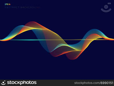 Abstract colorful digital equalizer wave lines on dark blue background technology concept. Sound wave pattern element. Vector illustration