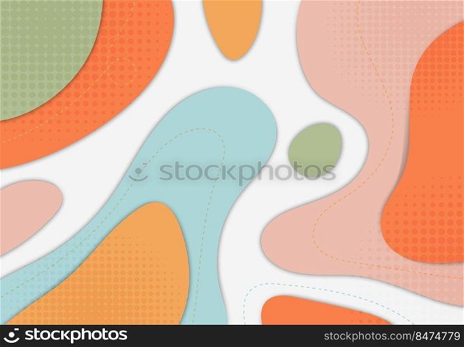 Abstract colorful doodle template design decoration style. Overlapping artwork halftone background. Vector