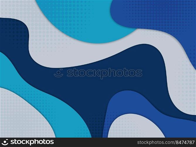 Abstract colorful doodle template design decorative artwork style. Overlapping with circles halftone background. Vector