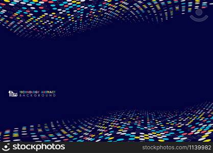 Abstract colorful dot decorative design wavy on purple background in technology theme. Decorate for poster, ad, artwork, template design, element of art. illustration vector eps10