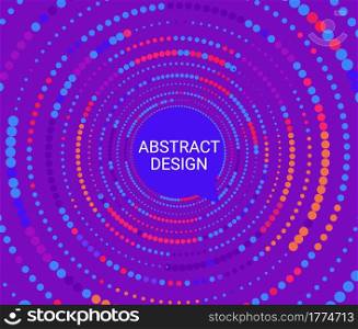 Abstract colorful dotted circles. Dots in circular form from big to small. Bright color halftone background. Template design for cover,brochure, flyer or banner,web pages, prints.Vector geometric art.. Abstract colorful dotted circles.