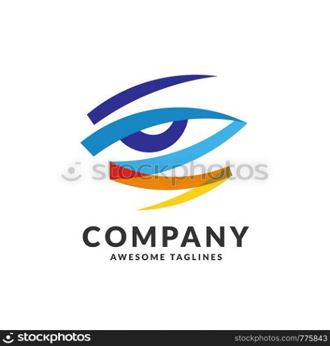 abstract colorful eye vision logo design vector template
