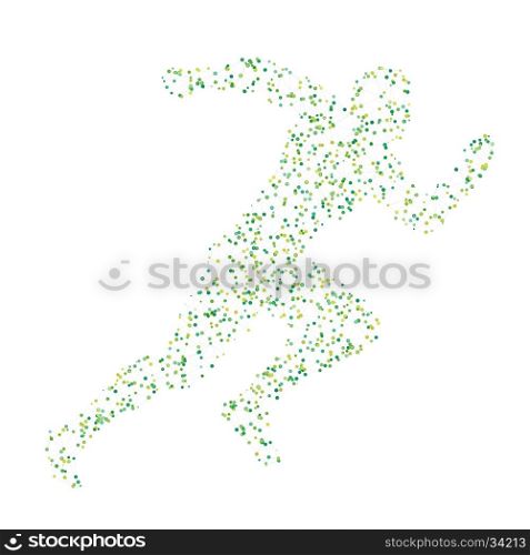 Abstract colorful figure of running man from dots and lines. Healthy lifestyle. Design element in vector.