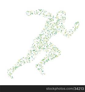 Abstract colorful figure of running man from dots and lines. Healthy lifestyle. Design element in vector.