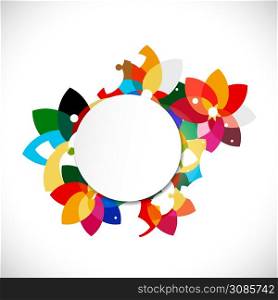 abstract colorful floral shape concept and blank circle for text, vector illustration