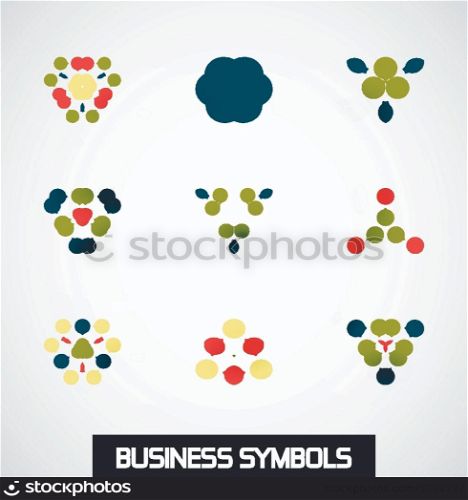 Abstract colorful geometric business symbols. Icon set