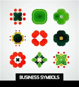 Abstract colorful geometric business symbols. Icon set