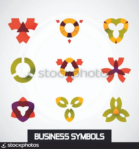 Abstract colorful geometric business symbols. Icon set