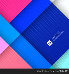 Abstract colorful geometric shape overlapping 3D dimension background. Template modern flat material vibrant color. Vector illustration