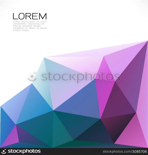 Abstract colorful geometric template on down position with space for text isolated on white background. Modern background for business or technology presentation, app cover, online presentation website element.