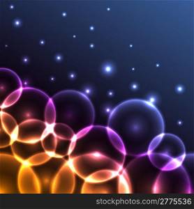 Abstract colorful glowing circles background. Eps10 file.
