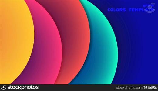 Abstract colorful gradient circle overlapping artwork 3D design template. Style of dimension circles geometric pattern with shadow background. illustration vector