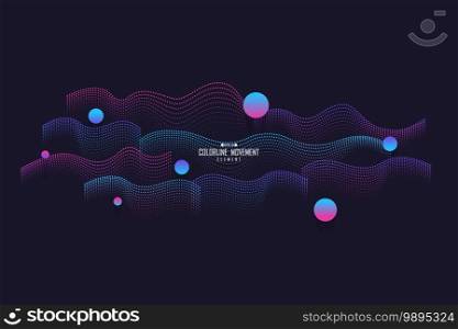 Abstract colorful gradient dots design pattern decorative cover template. Movement in musical wave of dots style background. illustration vector