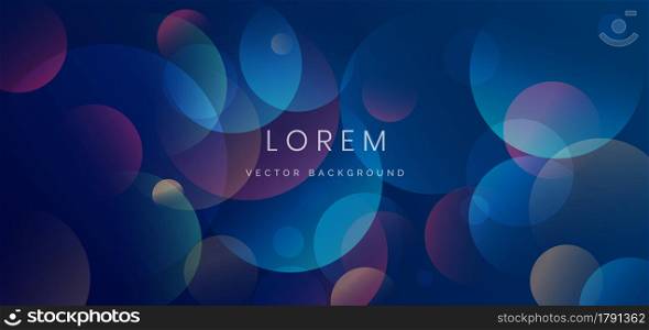 Abstract colorful gradients color overlapping circles on dark blue background. Modern concet. Vector illustration