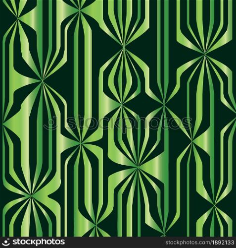 Abstract colorful green glowing lines on black background. Vector illustration