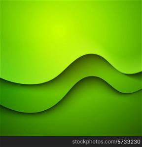 Abstract colorful green vector template waved background.